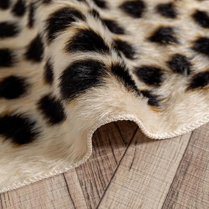 Leopard Area Rug Animals Printed Hide Mats Faux Fur Cowhide Skin Carpet - Image 6