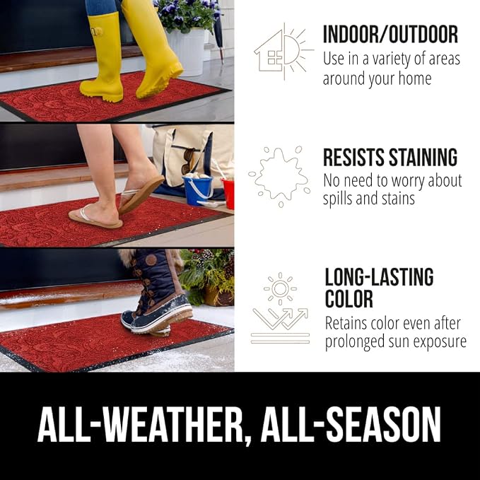 GORILLA GRIP 100% Waterproof All-Season WeatherMAX Doormat 35x23, US Designed - Image 3