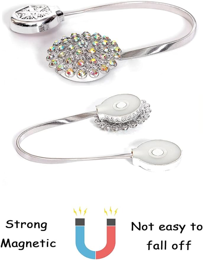 Magnetic Tiebacks for Curtains, 2 Pack Sparkling Crystal Flower Curtain - Image 5