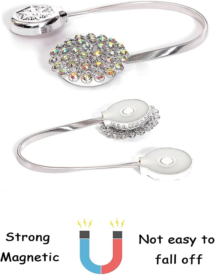 Magnetic Tiebacks for Curtains, 2 Pack Sparkling Crystal Flower Curtain - Image 5