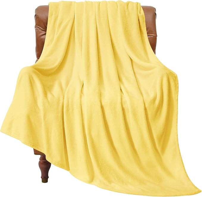 BEDELITE Fleece Blanket Twin Size Light Yellow Throw Blankets by BEDELITE
