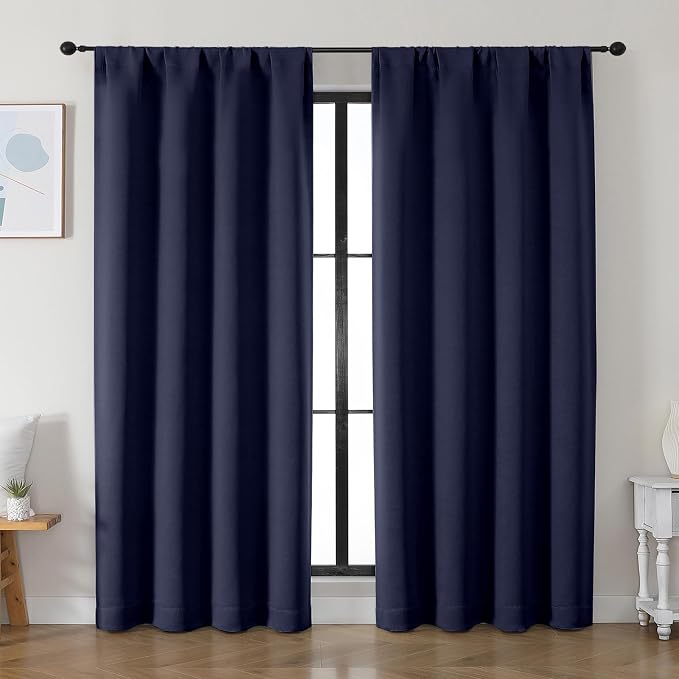 Simplebrand Ava Navy Blue Blackout Curtains by Simplebrand