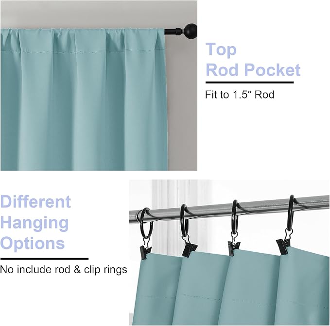 Simplebrand Ava Aqua Short Blackout Curtains - Image 4
