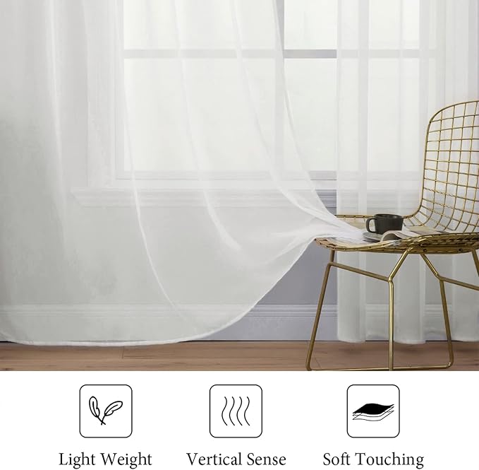 MIULEE Ivory Window Sheer Curtains - Image 4