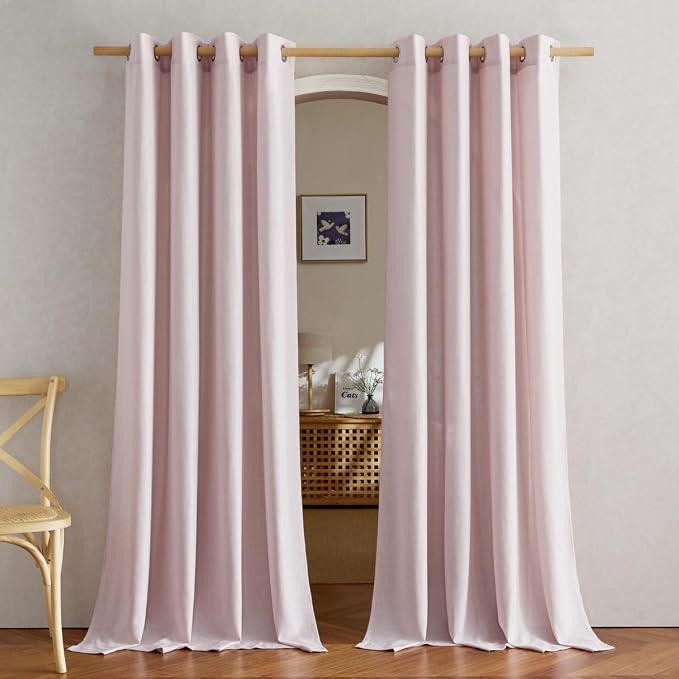 NICETOWN Blush Pink Linen Curtains by NICETOWN