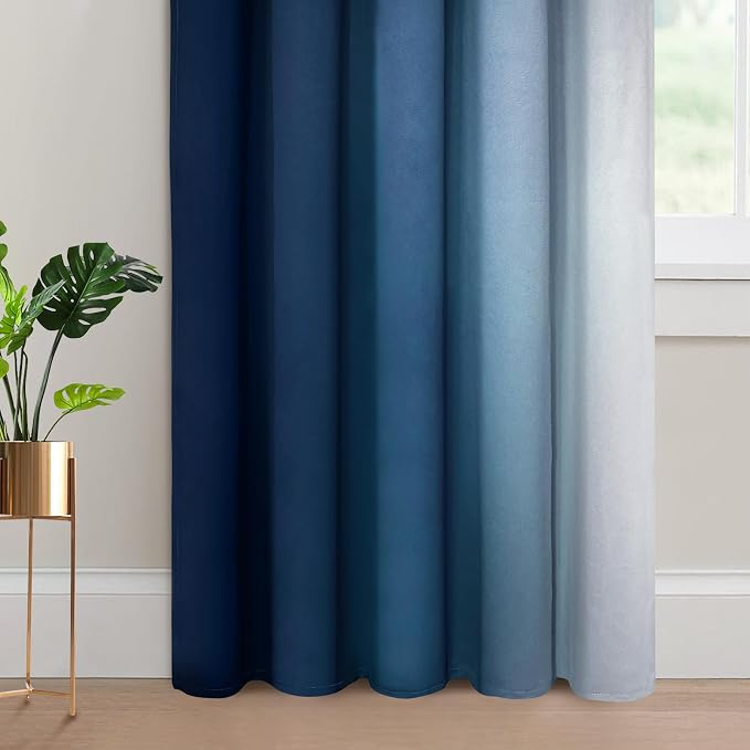 Yakamok Blue Ombre Curtains Room Darkening Grommet Curtains - Image 4