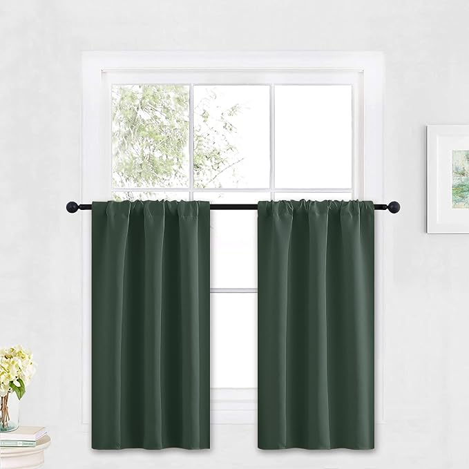 RYB HOME Blackout Cafe Curtains 30 inch Length, Short Light UV Heat Blocking by RYBHOME