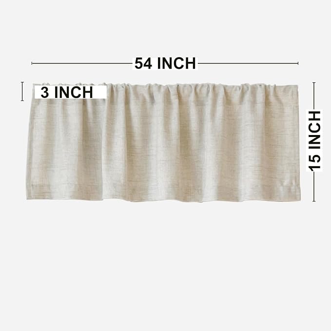Faux Linen Valance for Windows Kitchen Living Room Valances Rod Pocket - Image 7
