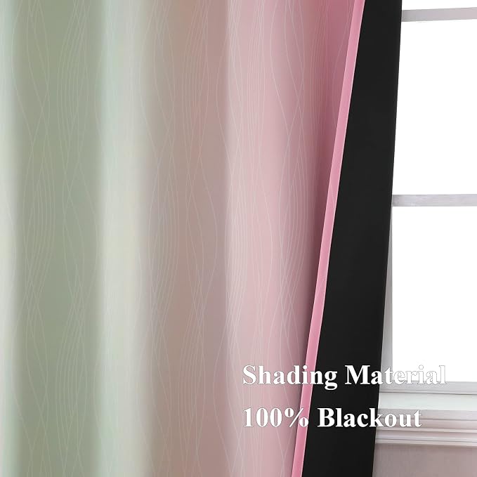 Estelar Textiler Pink and Sage Green Blackout Curtains & Drapes - Image 5