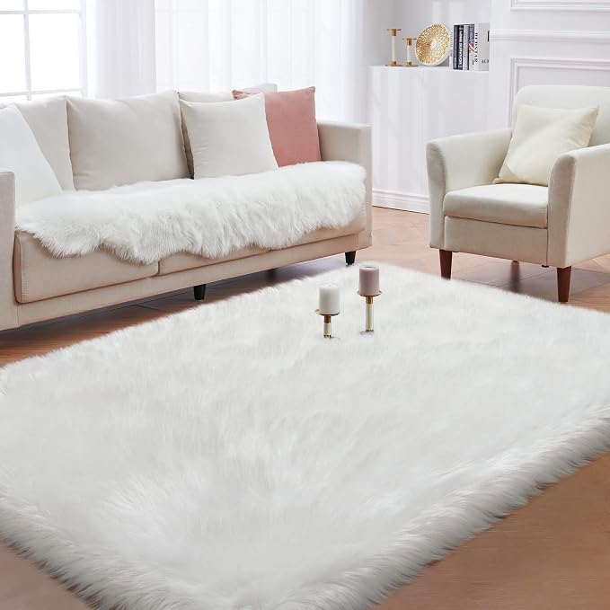 Faux Fur Area Rug, Indoor Plush Floor Carpets - Image 3