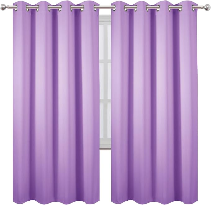 LEMOMO Blackout Curtains 66 x 72 Inch Long Lavender Curtains Set of 2 Panels - Image 2
