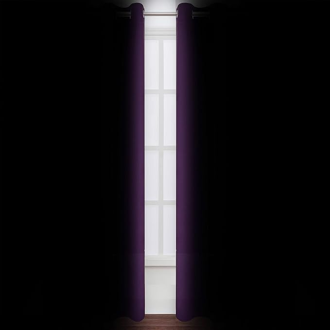 LEMOMO Purple Thermal Blackout Curtains/52 x 95 Inch/Set of 2 Panels Room - Image 3