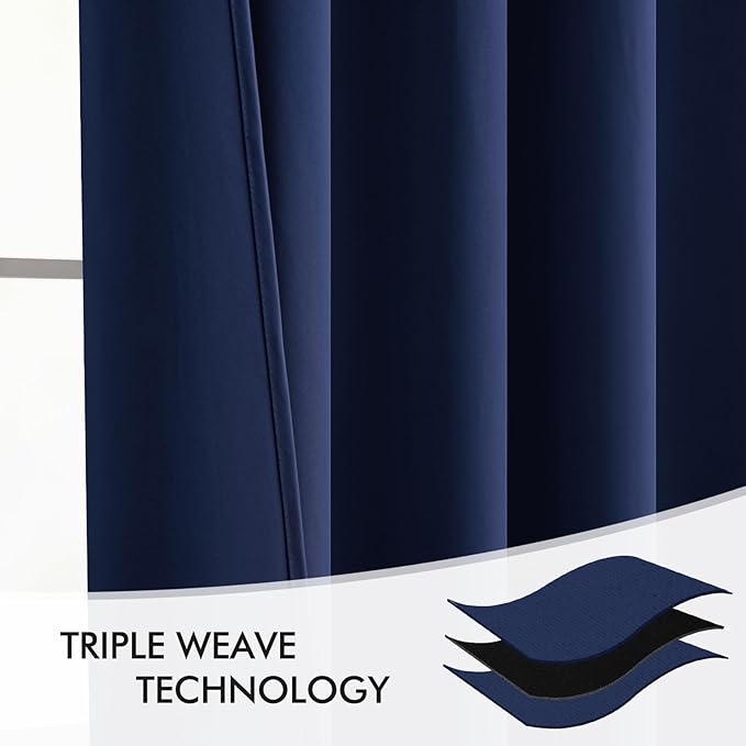 MIULEE Navy Blue Back Tab Blackout Curtains 84 Inch Length 2 Panels Set - Image 7