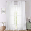 Lecloud White Sheer Curtains 108 Inches Long 2 Panels, Solid Airy Voile Extra by Lecloud