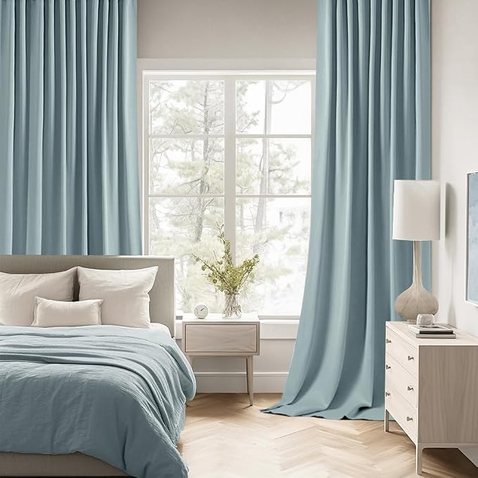 MIULEE Slate Blue Back Tab Blackout Curtains 84 Inch Length 2 Panels Set - Image 2