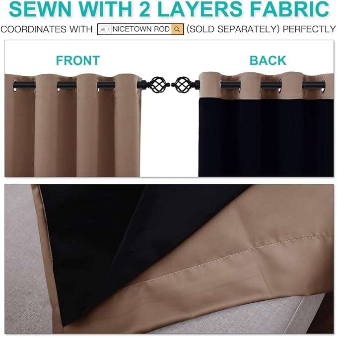 NICETOWN Room Warming Curtains, Bedroom Full Blackout Panels, Super Thick - Image 5