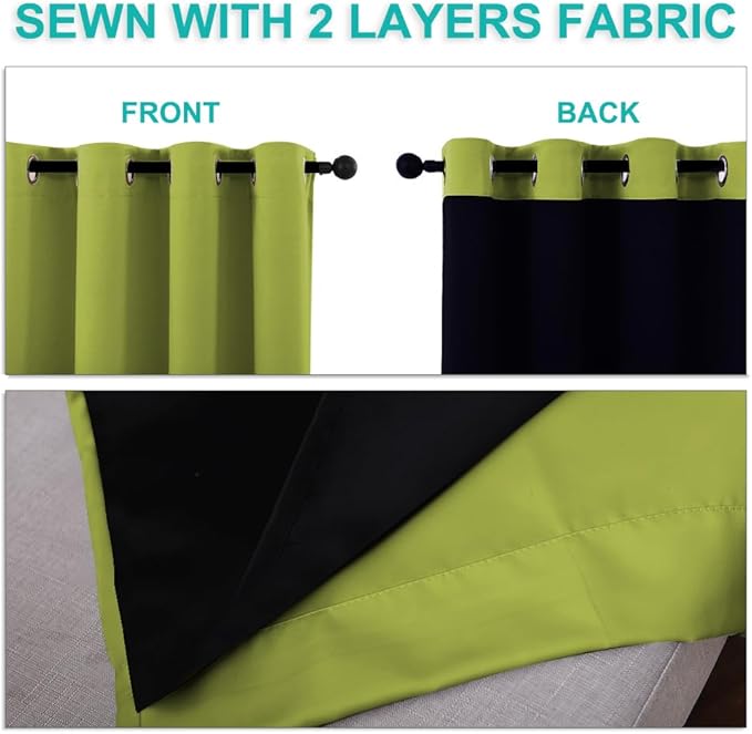 NICETOWN Full Shading Curtains for Windows, Fresh Green, 62 inches W x 95 - Image 5