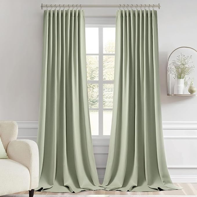 MIULEE Back Tab Sage Green Curtains 108 Inch Long 2 Panels Set - Image 9