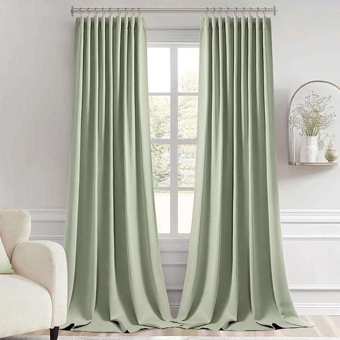 MIULEE Back Tab Sage Green Curtains 102 Inch Long 2 Panels Set - Image 9