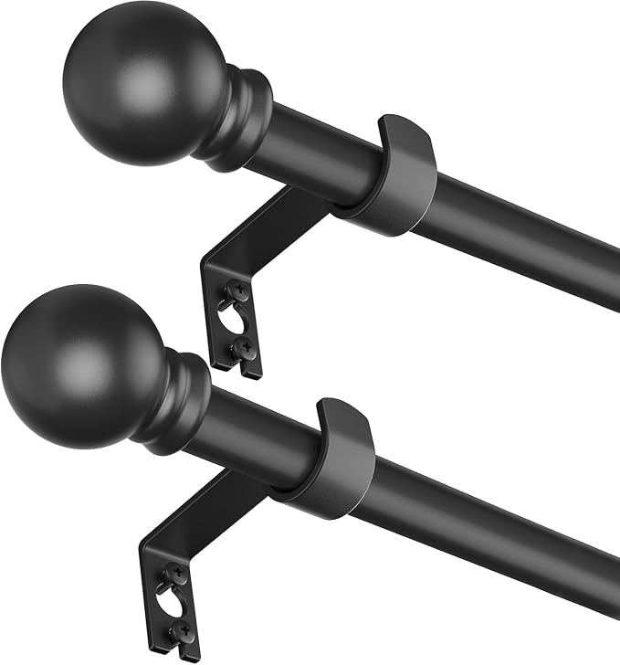 SMODBRODRE Curtain Rods for window 32 to 120, 2 Pack Black 5/8 inch Splicing by SMODBRODRE