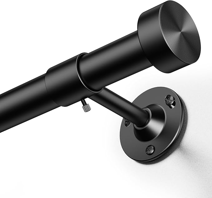 YaFex Heavy Duty Curtain Rods 32-120 Inch, 1 Inch Adjustable Black Curtain Rod by YaFex