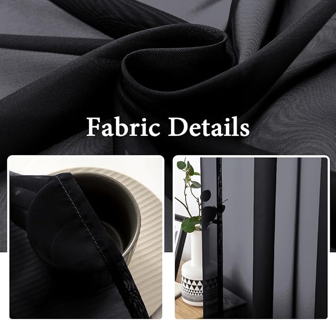 MIULEE 2 Panels Solid Color Sheer Window Curtains Elegant Halloween Window - Image 3