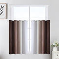 Estelar Textiler Brown and Greyish White Ombre Short Blackout Cafe Curtains 36 by ESTELARTEXTILER