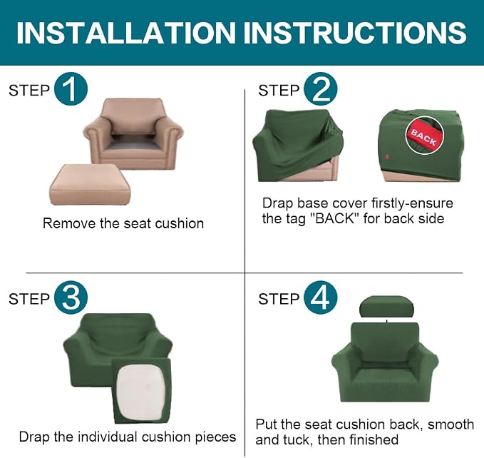 Turquoize 2 Piece Chair Covers Armchair Slipcovers - Image 6