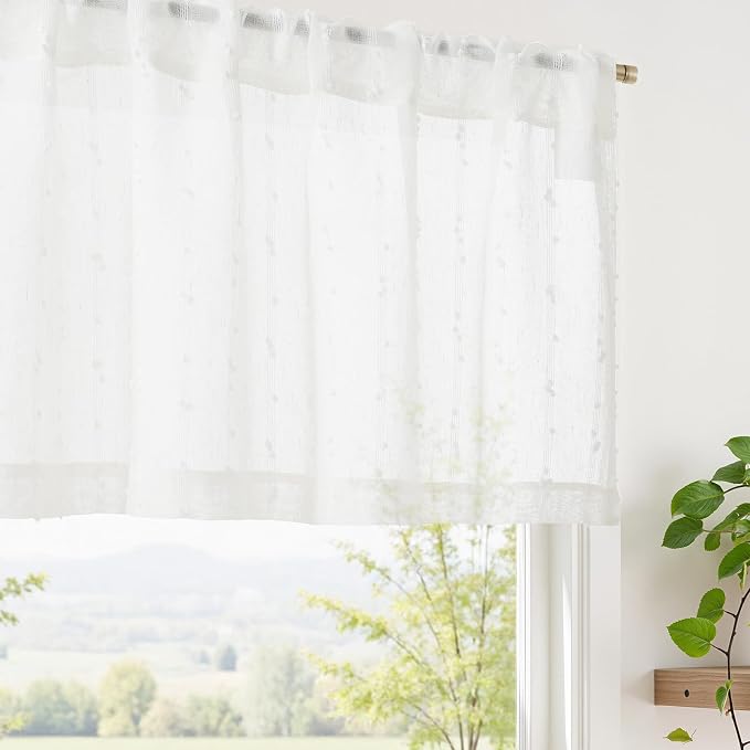 jinchan Valance Curtains for Windows 16 Inch Colorful Mini Pom-Pom Country by JINCHAN