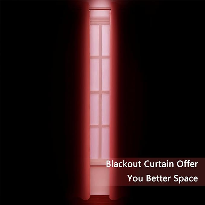 LEMOMO Blackout Curtains 52 x 90 Inch Long Bright Red Curtains Set of 2 Panels - Image 3