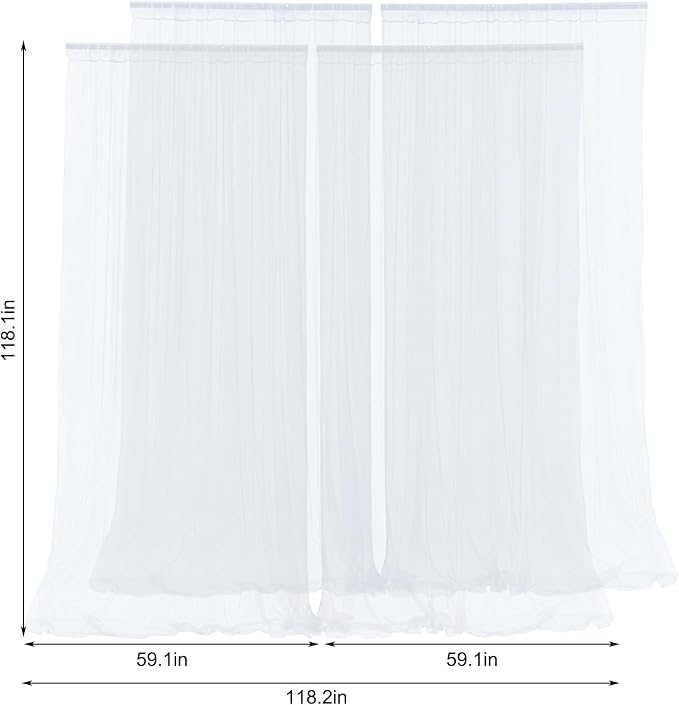 White Sheer Backdrop Curtains Tulle Backdrop Curtain - Image 7