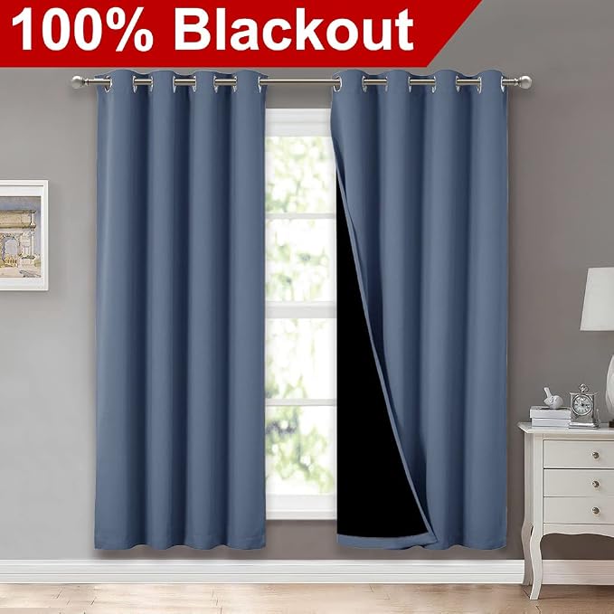 NICETOWN Full Shade Curtain Panels 72 inches Long, Pair of Energy Smart & Noise - Image 2