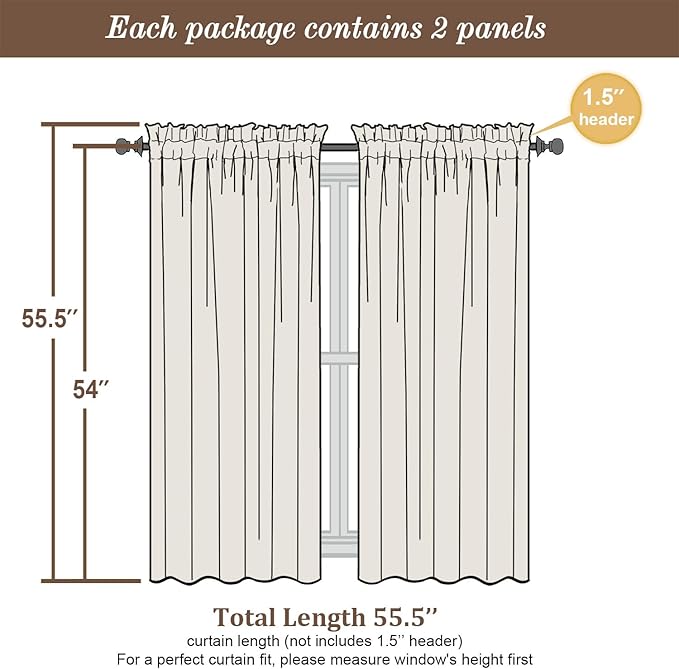 Chyhomenyc Sheer Curtains 54 Inch Long 2 Panels Set, Light Filtering Short Soft - Image 3