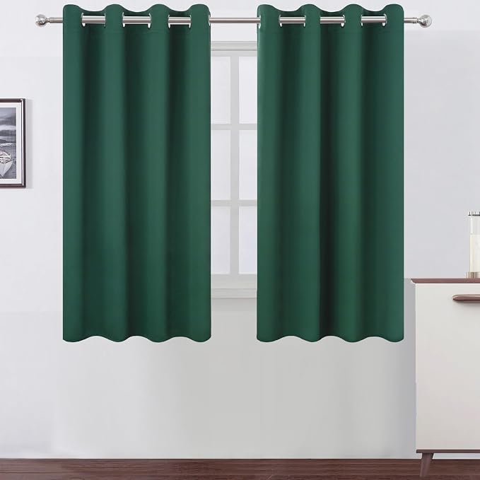 LEMOMO Blackout Curtains 66 x 54 Inch Long Dark Green Curtains Set of 2 Panels by Lemomo