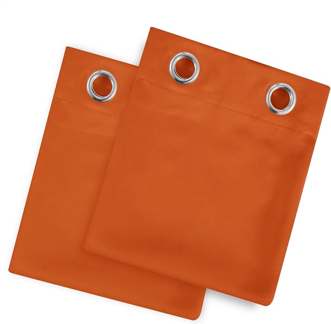Blackout Curtains 66 x 72 Inch Long Orange Curtains Set of 2 Panels Room - Image 9