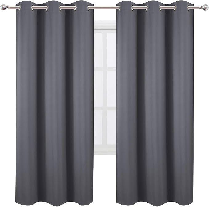 LEMOMO Grey Blackout Curtains 42 x 72 Inch Length/Set of 2 Curtain - Image 2