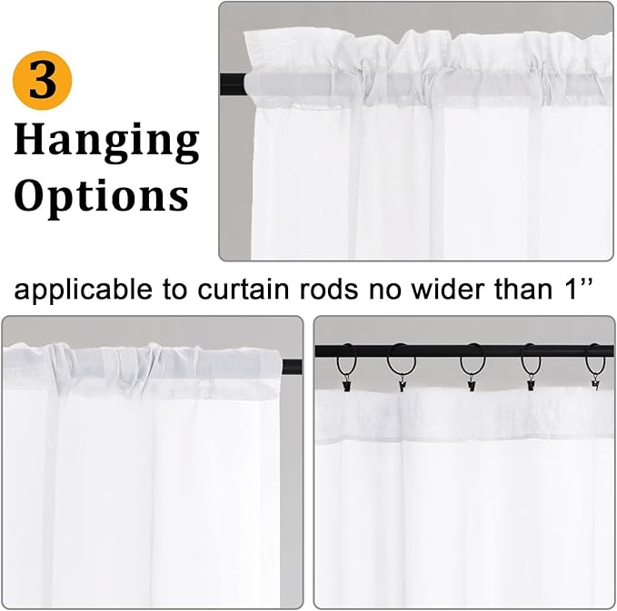 Gwine White Sheer Curtains 63 Inch Length - Image 4