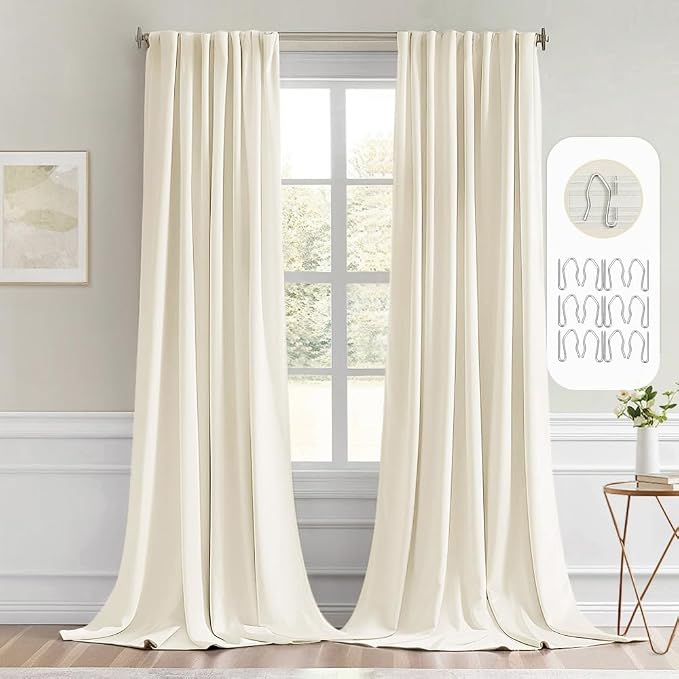 MIULEE Birch Back Tab Blackout Curtains 102 Inch Long 2 Panels Set by MIULEE