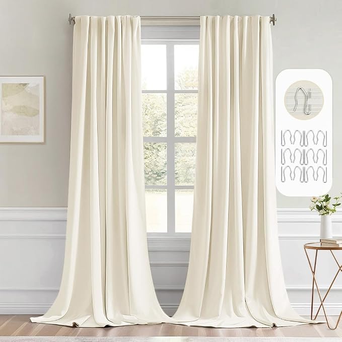 MIULEE Birch Back Tab Blackout Curtains 108 Inch Long 2 Panels Set by MIULEE