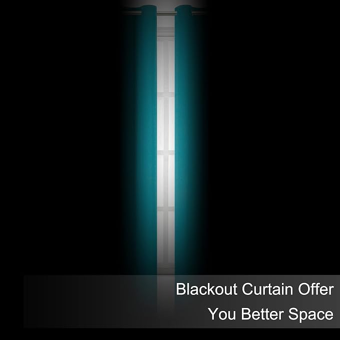 LEMOMO Blackout Curtains 66 x 95 inch/Teal Curtains Set of 2 Panels/Thermal - Image 3
