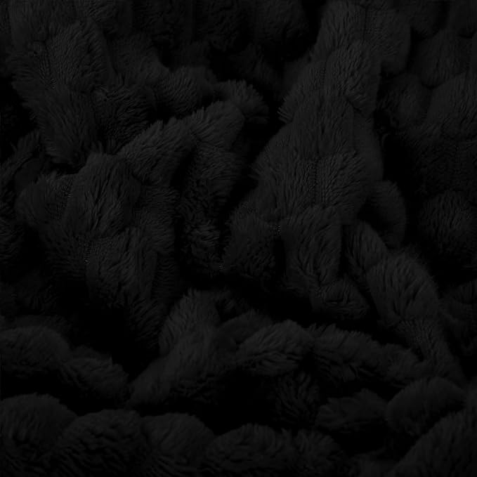 Puncuntex Black Throw Blanket 90"×90" inches Fuzzy 3D Jacquard Decorative - Image 6