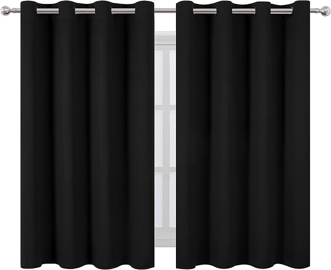 LEMOMO Black Thermal Blackout Curtains/52 x 45 Inch/Set of 2 Panels Room - Image 2