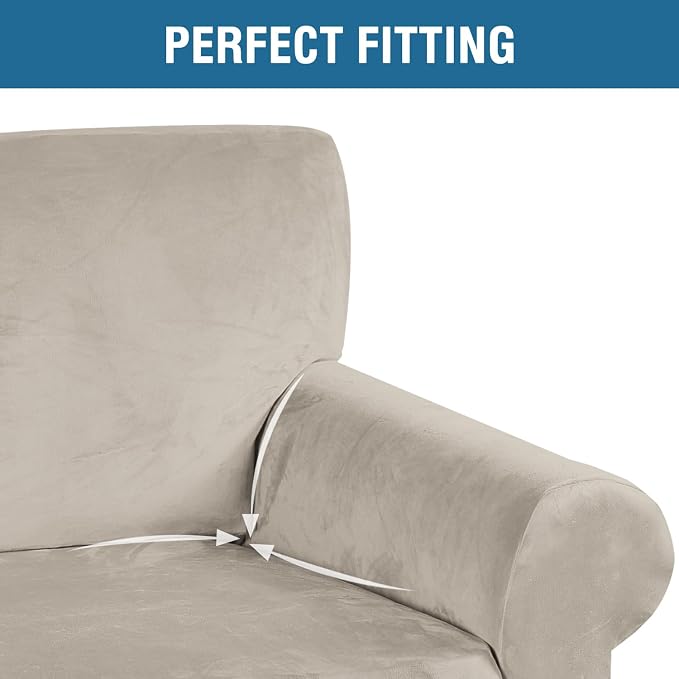 H.VERSAILTEX Stretch Velvet Armchair Cover Couch Covers 1 Cushion Chair - Image 4
