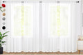 SpaceDresser Sheer White Curtains 4 Panels Rod Pocket Semi-Sheer Curtain 63 by SpaceDresser
