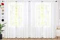 SpaceDresser Sheer White Curtains 4 Panels Rod Pocket Semi-Sheer Curtain 84 by SpaceDresser