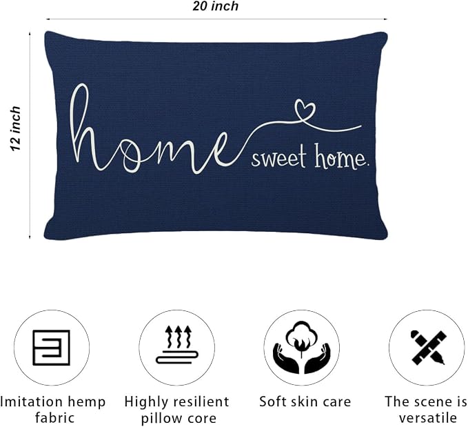 MFGNEH Home Sweet Home Quotes Farmhouse Pillow Covers 12x20 Inch, Farmhouse - Image 5