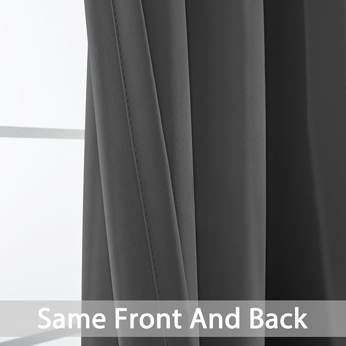 Yakamok Blackout Grey Curtains for Bedroom/Living Room Thermal Insulated - Image 3