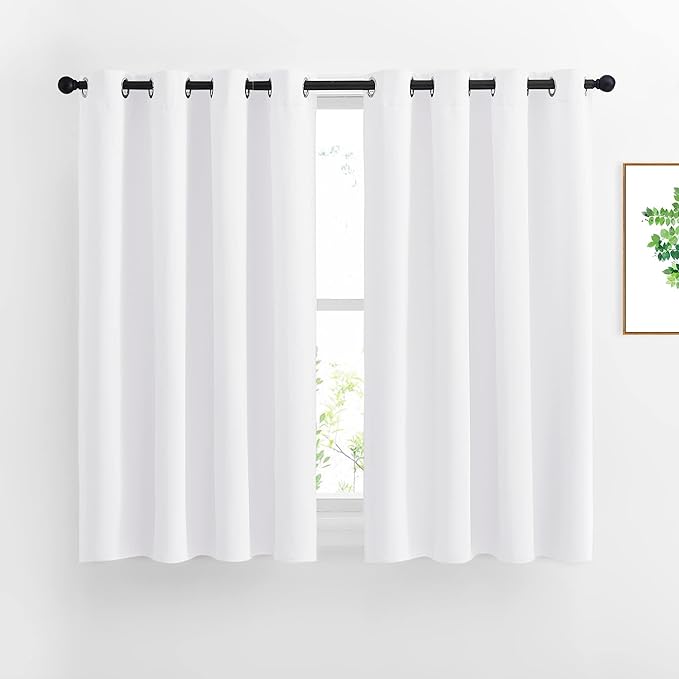 NICETOWN 50% Blackout White Curtain Set, Modern Design Solid Grommet by NICETOWN