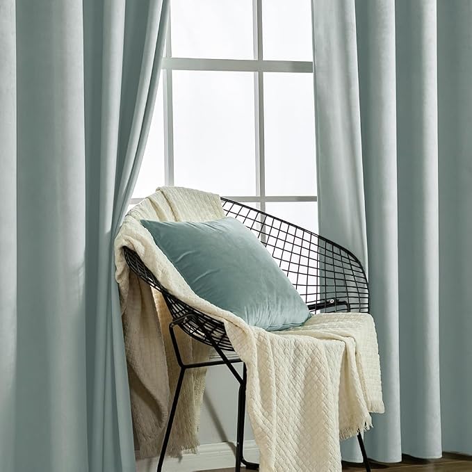 MIULEE Velvet Curtains Misty Blue Elegant Grommet Thermal Insulated Soundproof - Image 6
