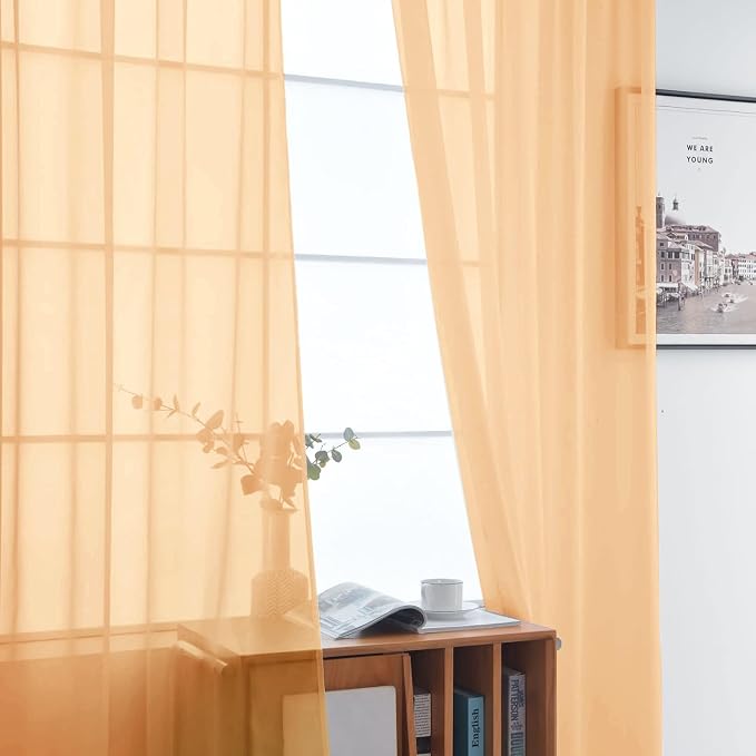 SpaceDresser Basic Rod Pocket Sheer Voile Window Curtain Panels White 1 Pair 2 - Image 3